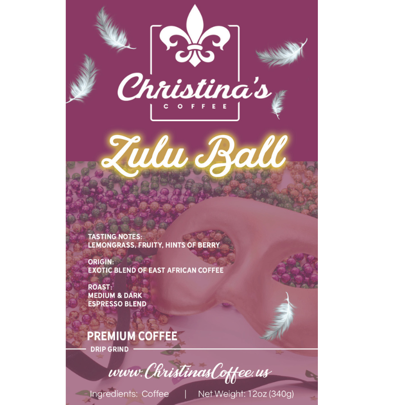 Christina's Coffee Zulu Ball African Espresso product - 12oz white bag