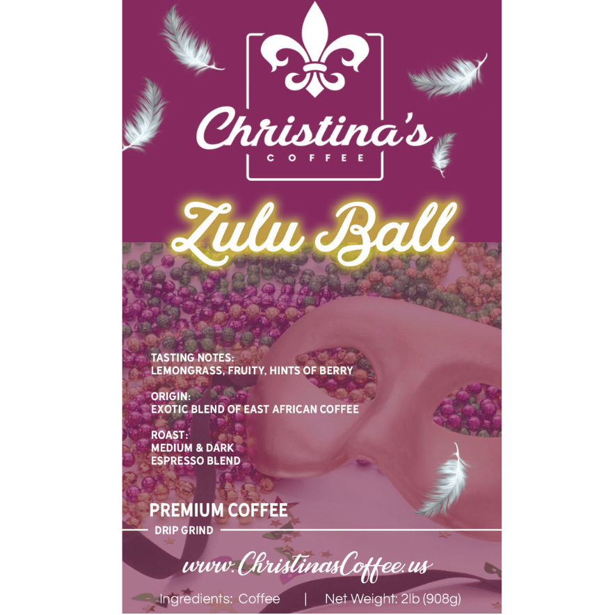 Christina's Coffee Zulu Ball African Espresso product - 2 lb. white bag