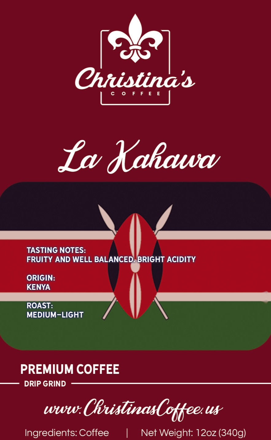 Christina's Coffee Kahawa Kenya single origin coffee - 12 oz white bag