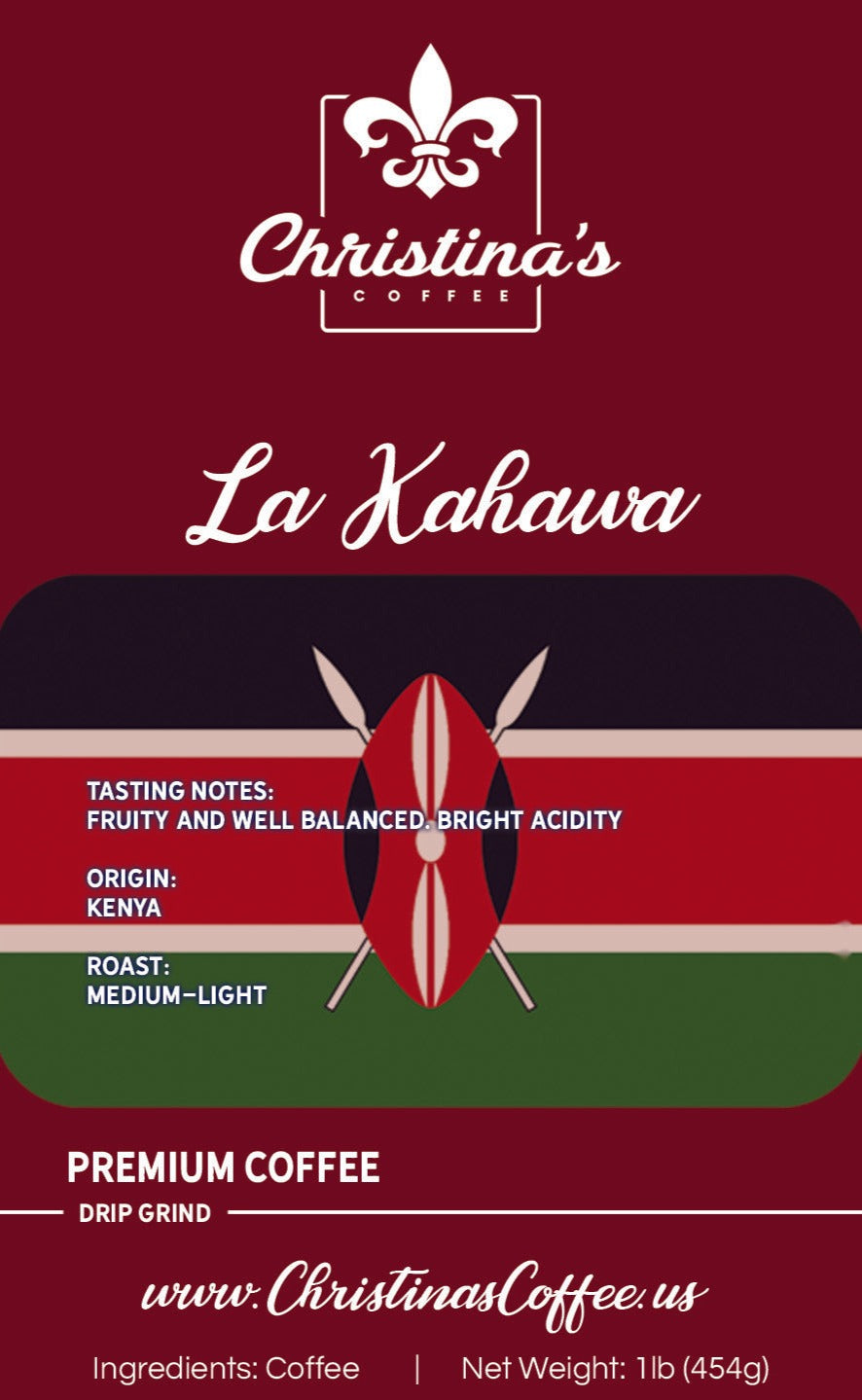 Christina's Coffee Kahawa Kenya single origin coffee - 1 lb. white bag