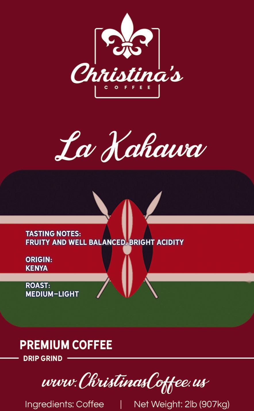 Christina's Coffee Kahawa Kenya single origin coffee - 2 lb white bag