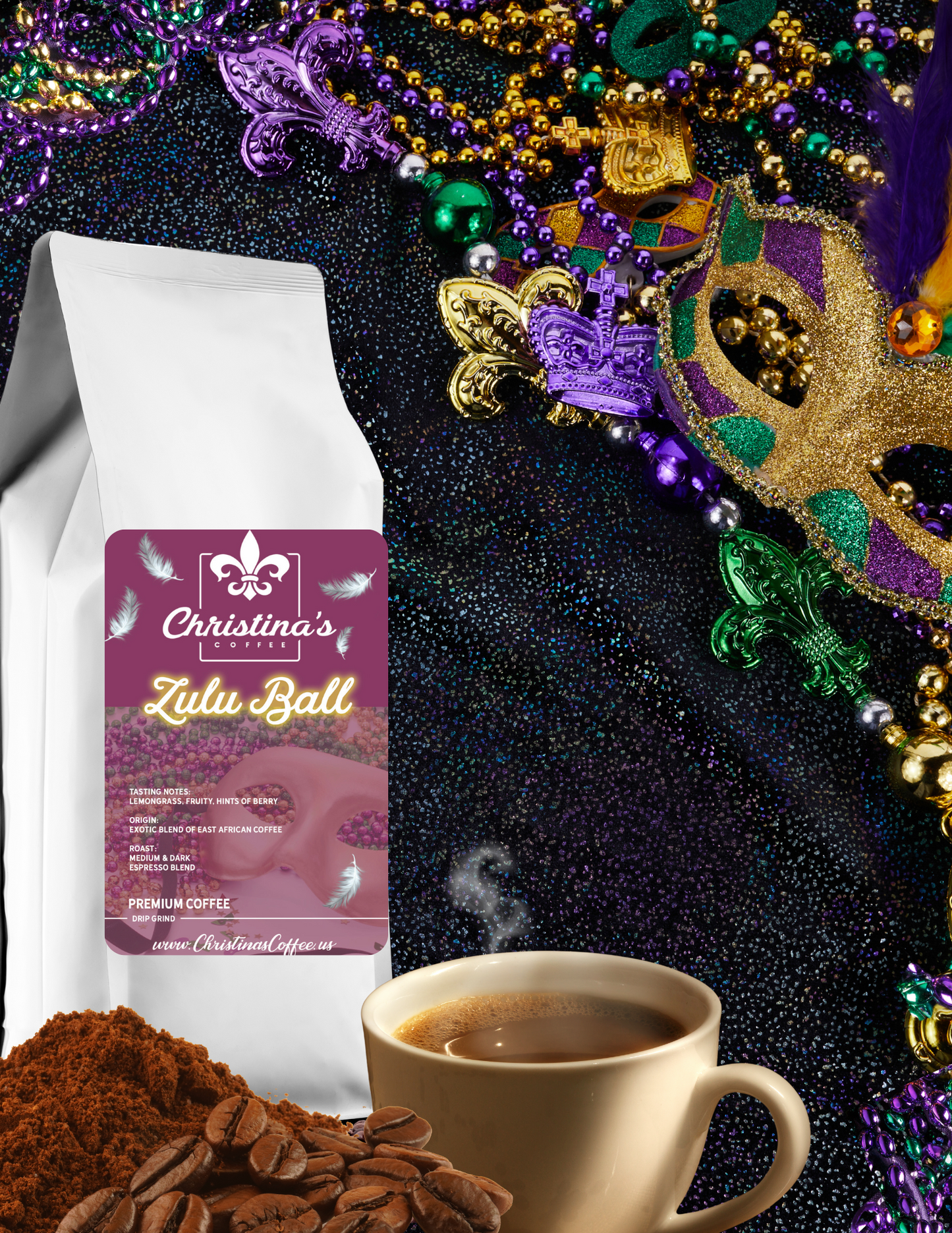 Christina's Coffee Zulu Ball African espresso blend coffee bag - medium dark roast