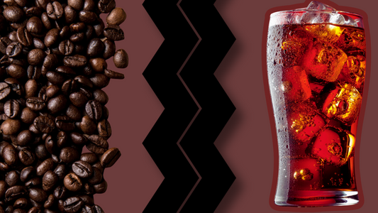 Christina's Coffee blog photo showing the debate between coffee beans and Soda drinks for caffeine purposes