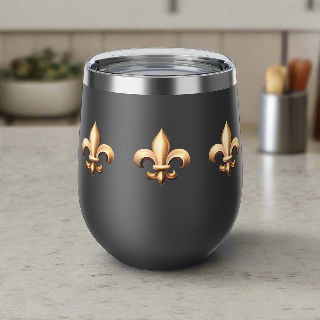 Christina's Coffee Black and Gold New Orlea s inspired 12 oz Wine Tumbler