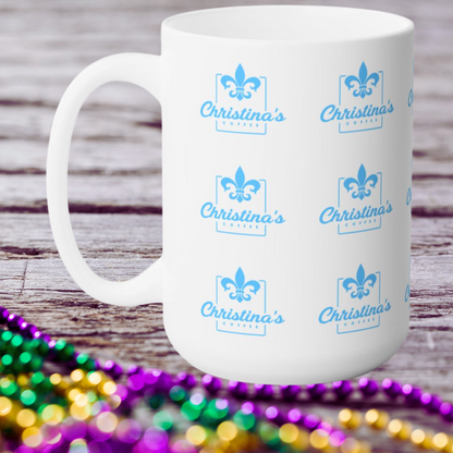 Christina's Coffee Baton Rouge inspired fleur de lis 15 oz ceramic mug