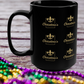 Christina's Coffee Black and gold fleur de lis 15 oz ceramic mug