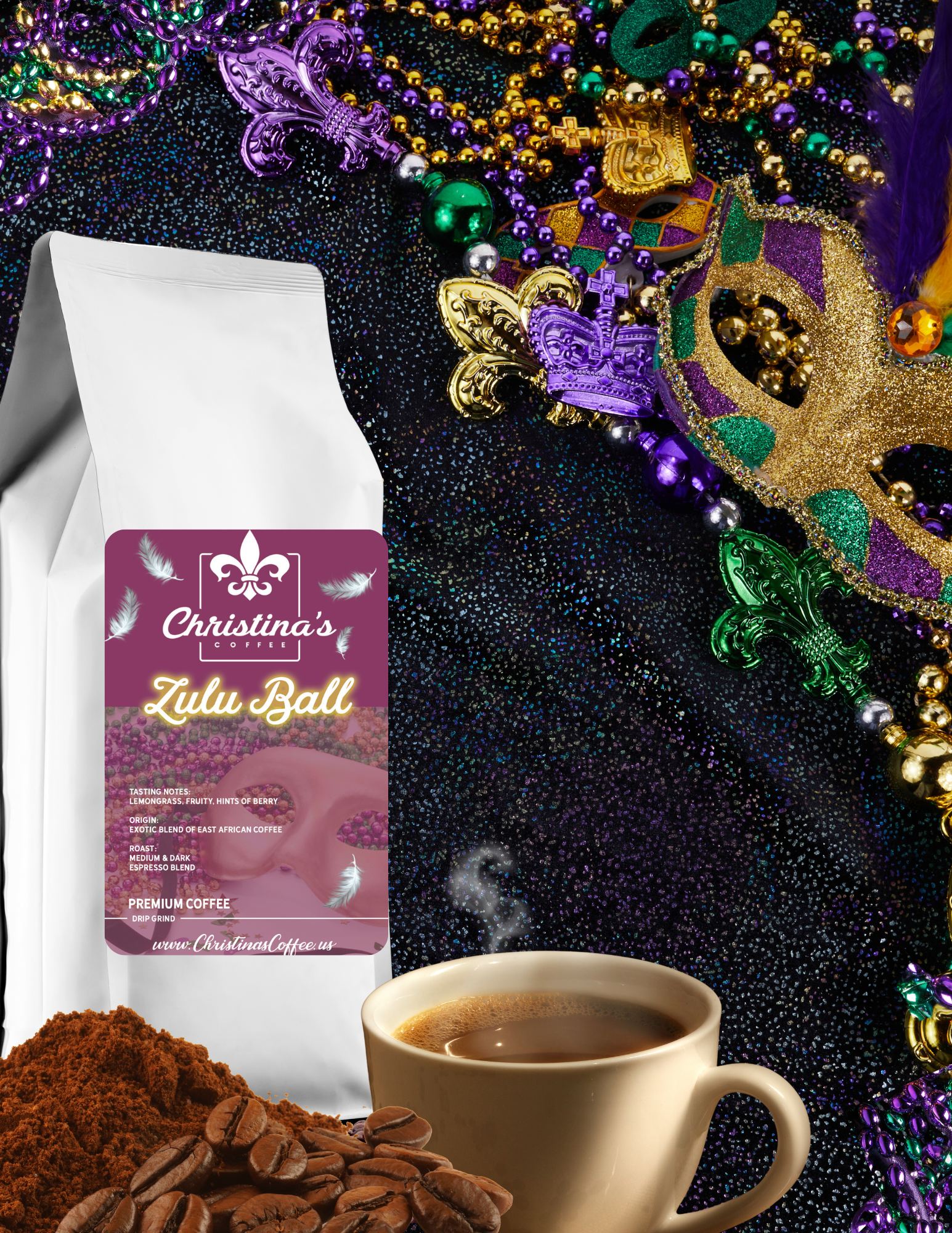 Christina's Coffee Zulu Ball African espresso blend coffee bag - medium dark roast