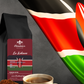 Christina's Coffee La Kahawa Kenyan coffee bag - medium light roast in front of a Kenyan flag